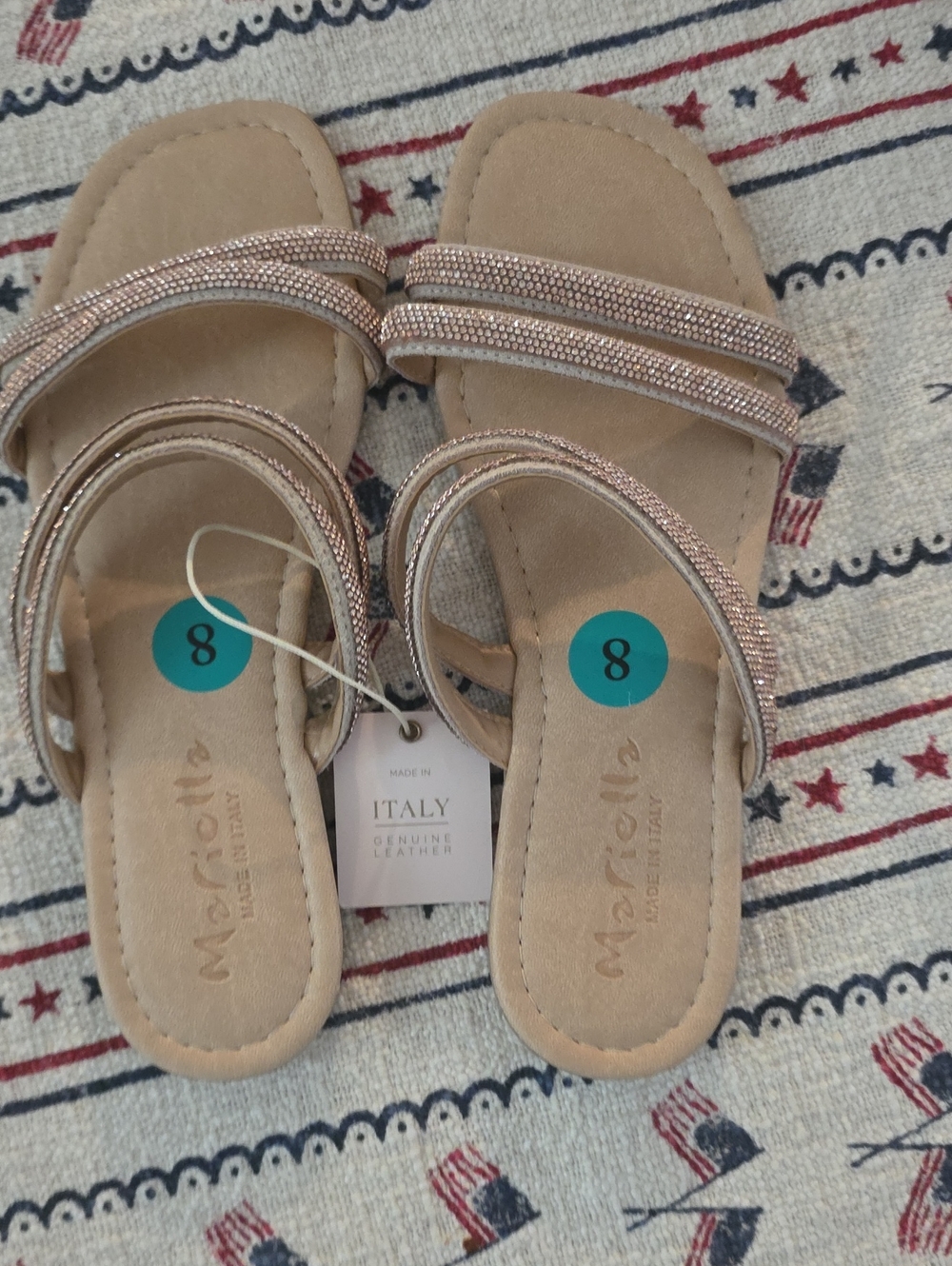MARELLA Rose Gold Strappy Leather Sandals